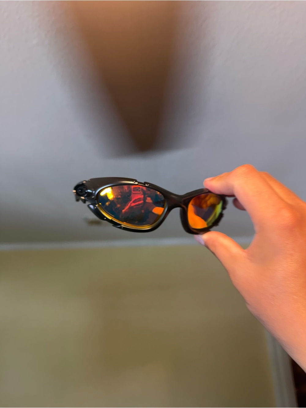 Black Frame Sunglasses with Orange Mirrored Lenses Oakley Oakleys